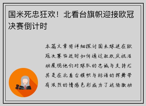 国米死忠狂欢！北看台旗帜迎接欧冠决赛倒计时